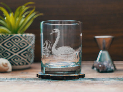 Swan Glasses | Birding Personalized Whiskey, Wine & Beer Glassware, Nature Inspired Drinkware, Elegant Waterfowl Wildlife Decor, Birder Gift