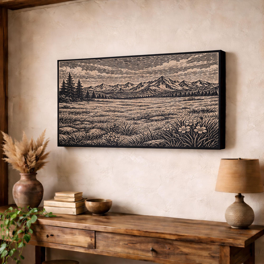 Mountain Meadow Engraved Birch Art Panel