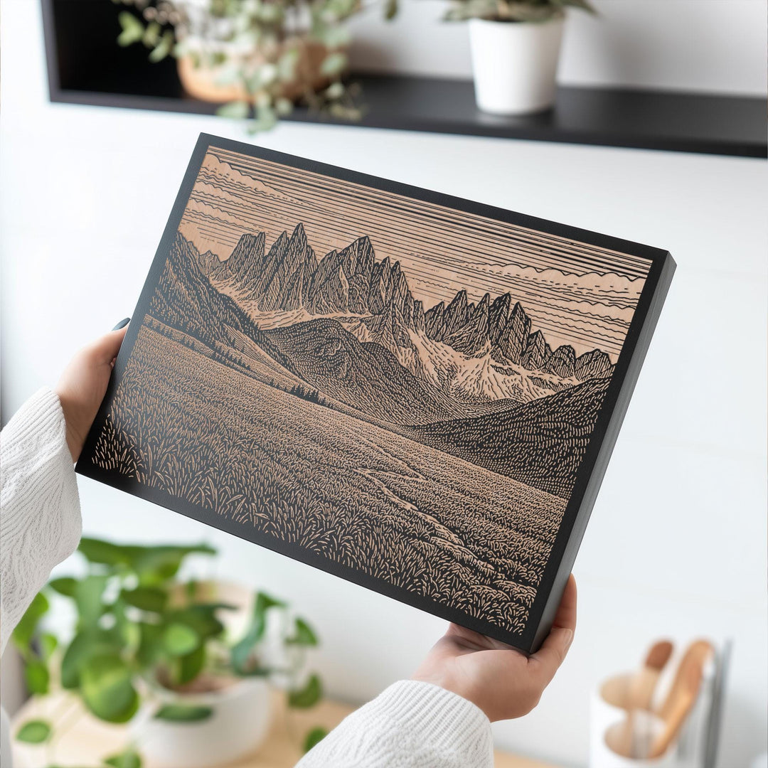 Dolomites Italy Engraved Birch Art Panel
