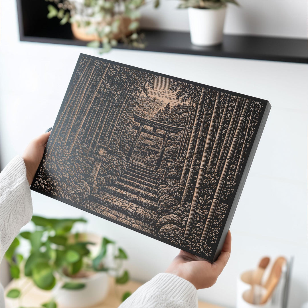Torii Gate Path Engraved Birch Art Panel