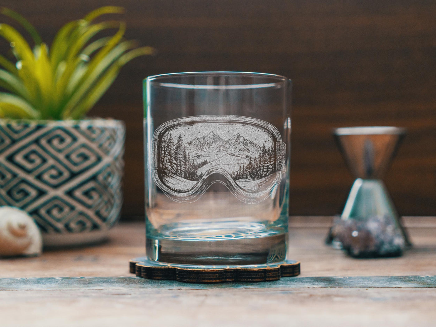 Ski Goggles Glasses | Skier Snowboarder Whiskey, Wine & Beer Glassware, Winter Themed Drinkware, Snow Sports Gift, Mountain Cabin Home Decor