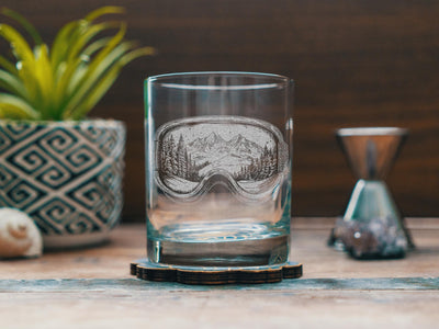 Ski Goggles Glasses | Skier Snowboarder Whiskey, Wine & Beer Glassware, Winter Themed Drinkware, Snow Sports Gift, Mountain Cabin Home Decor