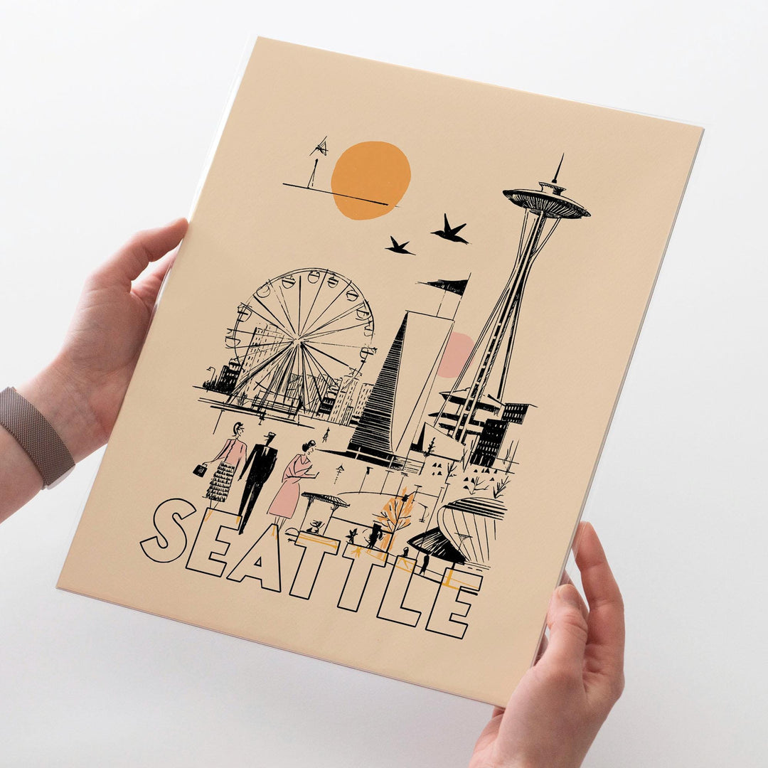 Seattle, Washington Mid Century Travel Poster