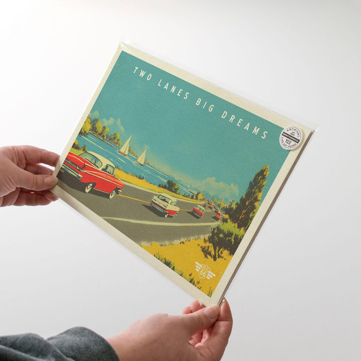 Two Lanes Big Dreams Postcard Art Print