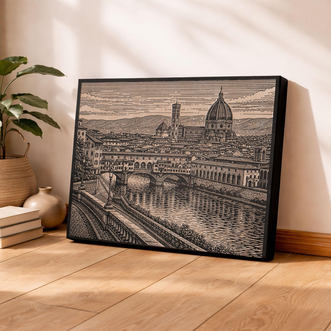 Florence Italy Engraved Birch Art Panel
