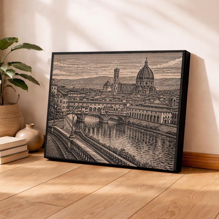 Florence Italy Engraved Birch Art Panel