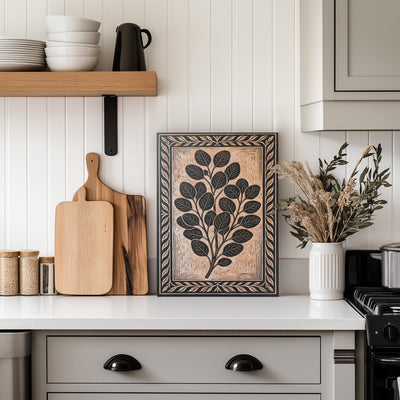 Eucalyptus Branch Engraved Birch Illustration