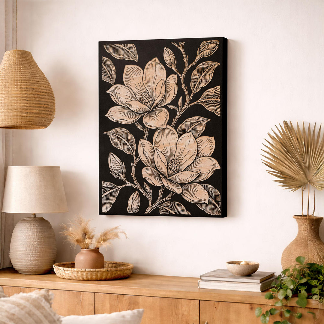 Magnolia Blossom Engraved Birch Art Panel