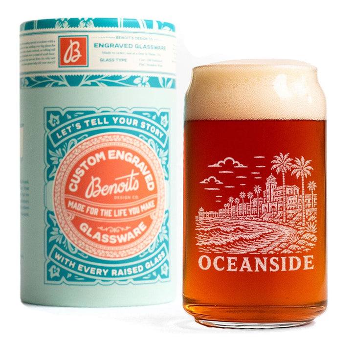 Oceanside California Engraved Glass