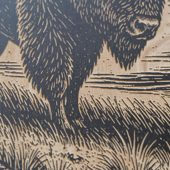 Western Buffalo Engraved Birch Art Panel