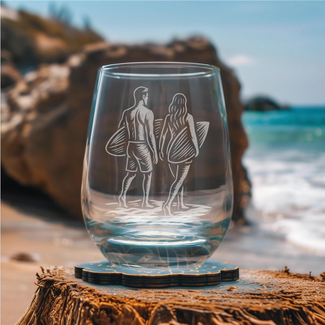 Surfer Couple Glasses