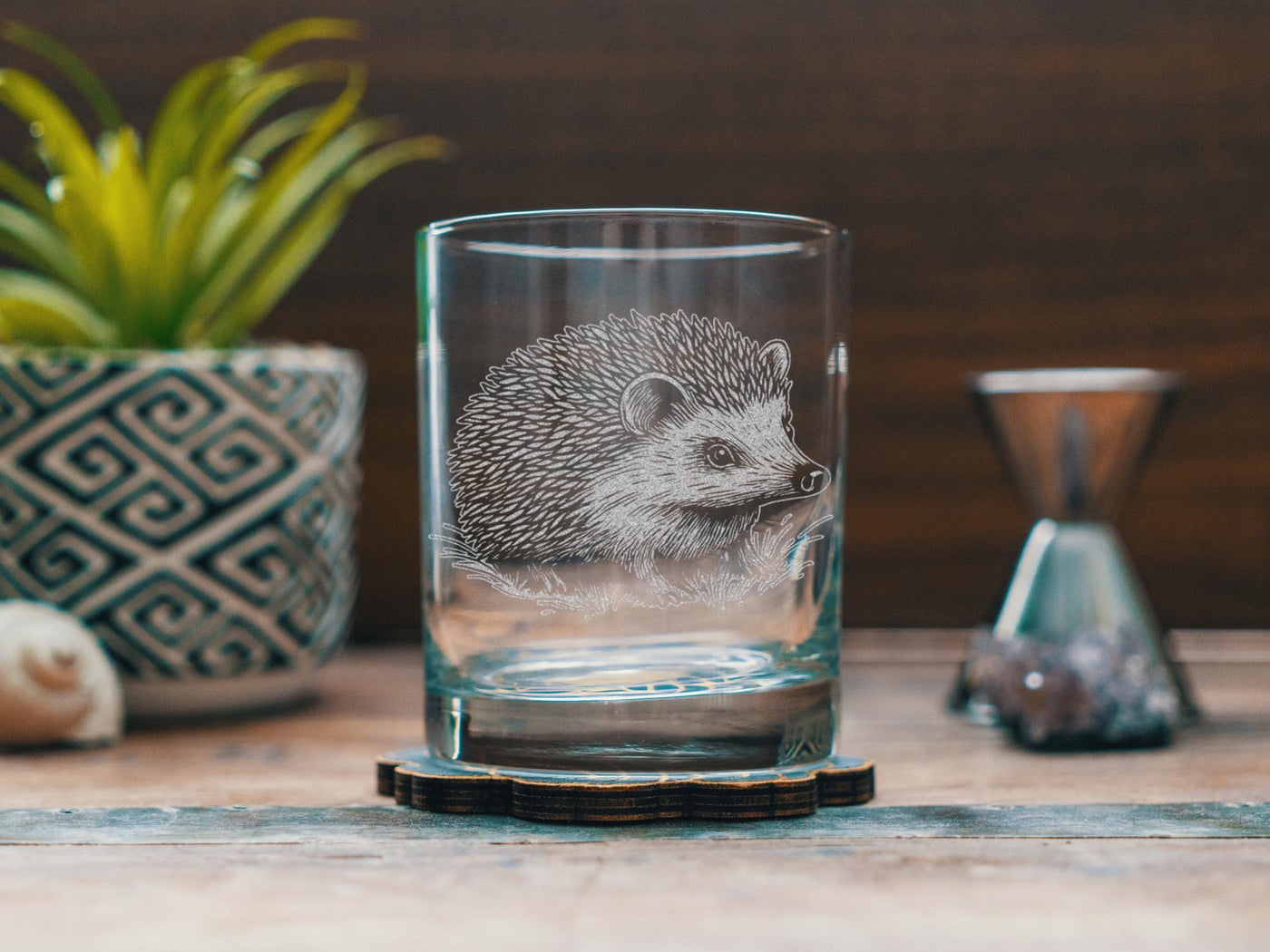 Hedgehog Glasses | Woodland Animal Personalized Whiskey, Wine & Beer Glassware, Animal Drinkware, Forest Themed Decor, Cute Whimsical Gift