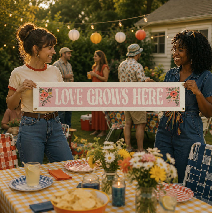 Love Grows Here Felt Banner