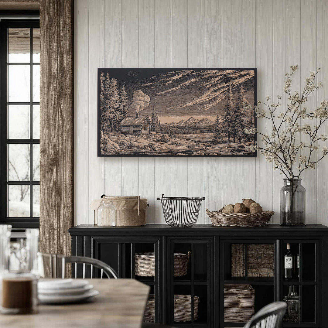 Cabin Engraved Illustration