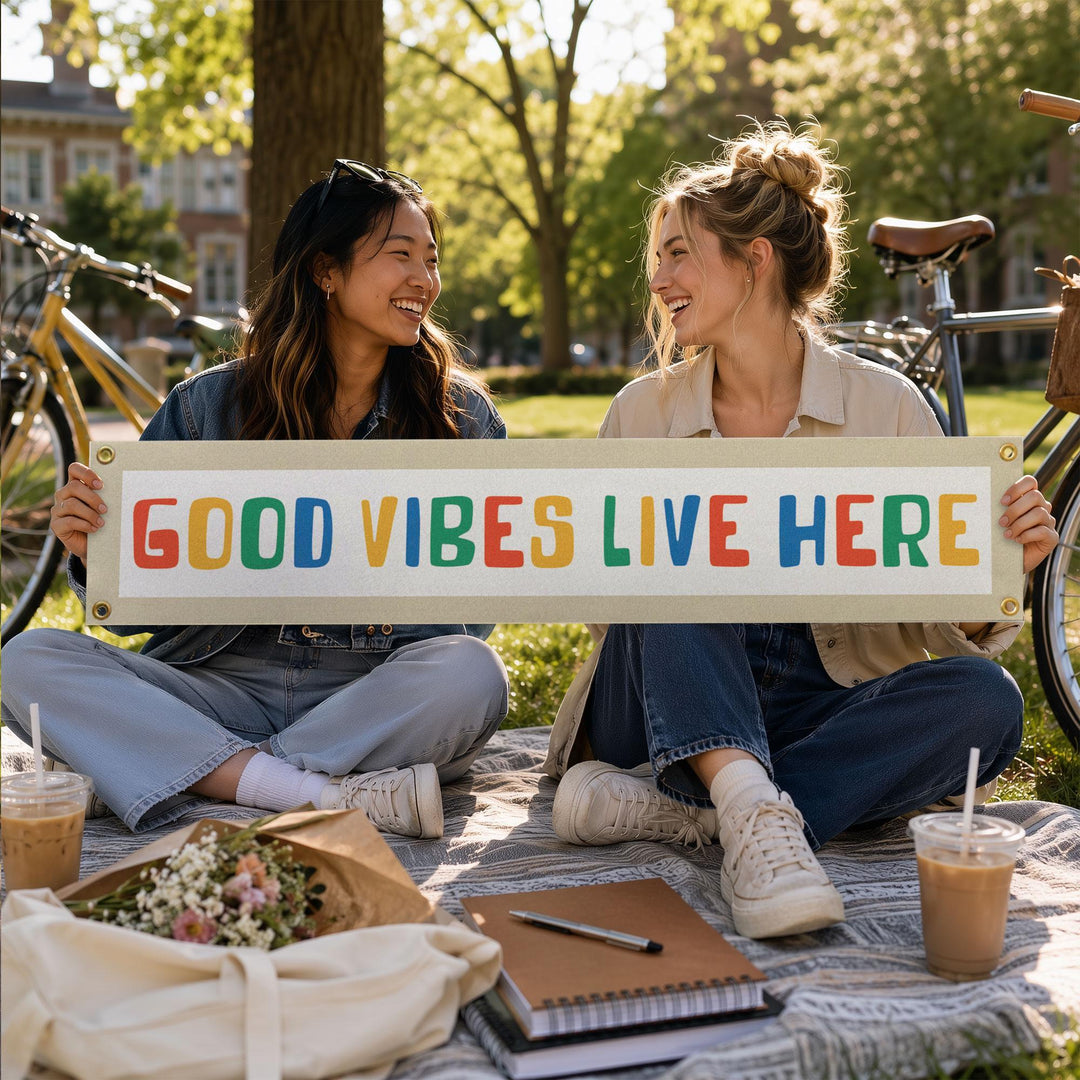 Good Vibes Live Here Felt Banner