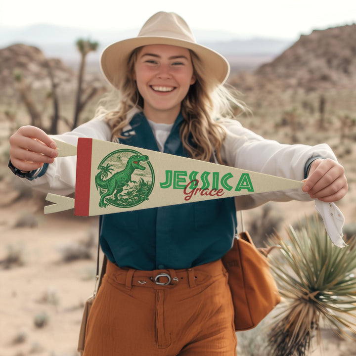 Custom Name Sign Felt Jurassic Pennant
