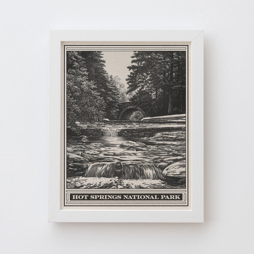 Hot Springs National Park Lithograph Style Print - Vintage Gulpha Gorge Arkansas quality archival matte fine art print. Home Decor Art Gift.