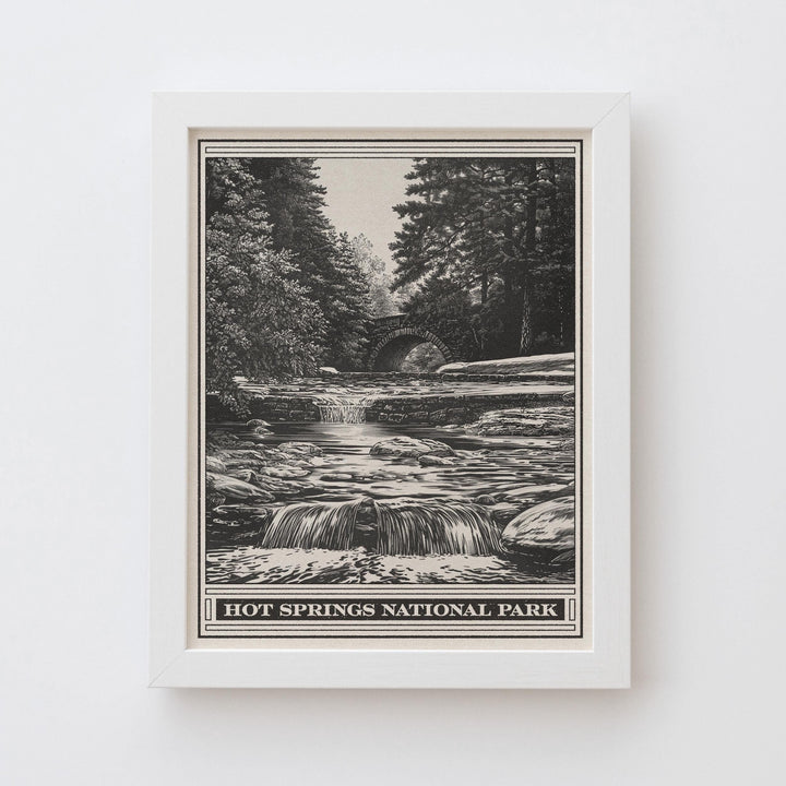 Hot Springs National Park Lithograph Style Print - Vintage Gulpha Gorge Arkansas quality archival matte fine art print. Home Decor Art Gift.