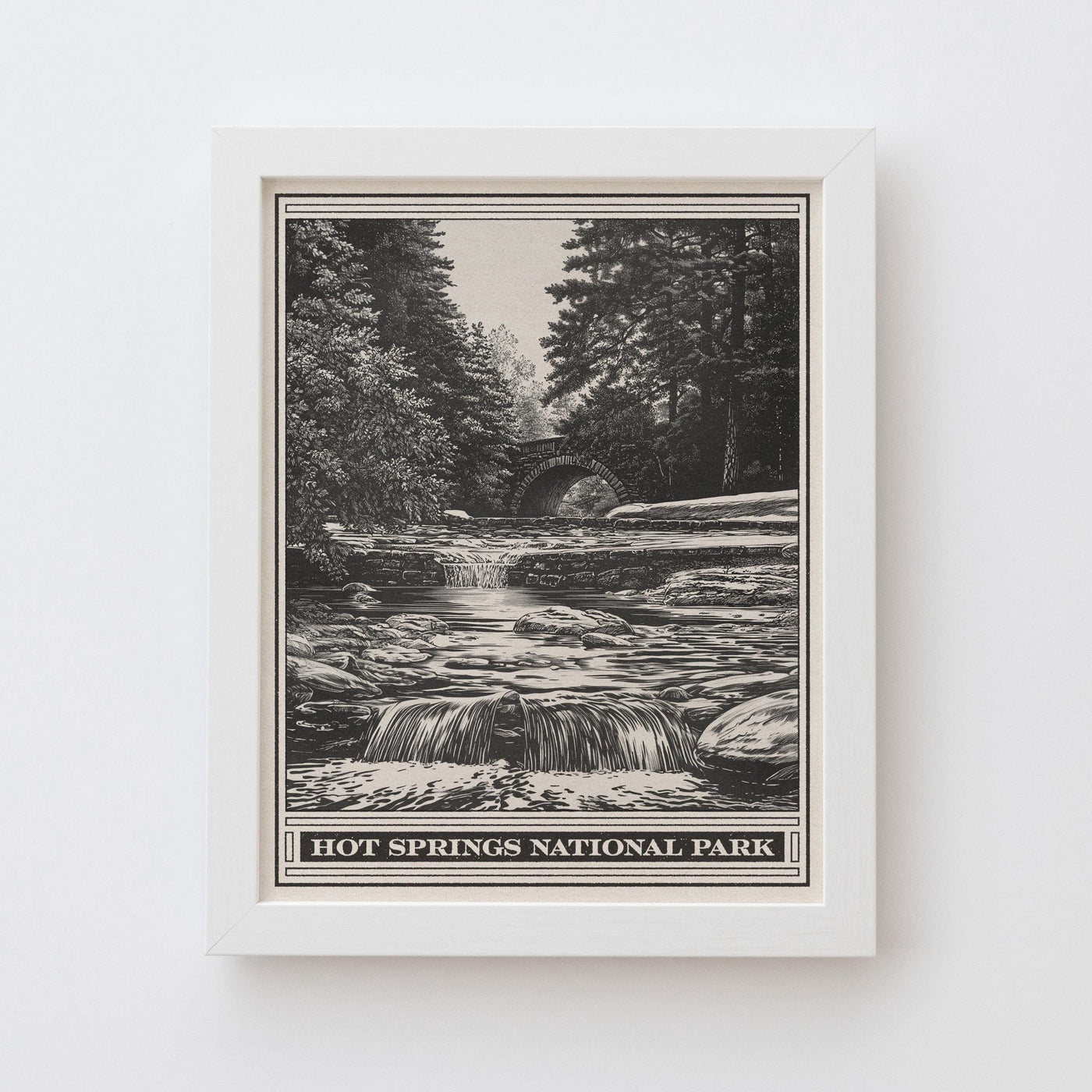 Hot Springs National Park Lithograph Style Print - Vintage Gulpha Gorge Arkansas quality archival matte fine art print. Home Decor Art Gift.