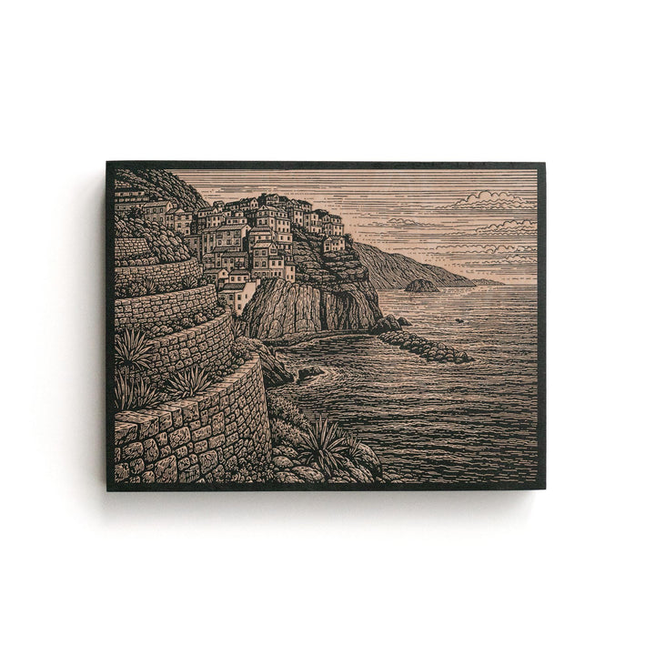 Cinque Terre Italy Engraved Birch Art Panel