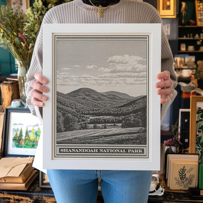 Shenandoah National Park Lithograph Style Print - Vintage Virginia archival matte fine art print. Hawksbill & Blue Ridge Mountains Gift.