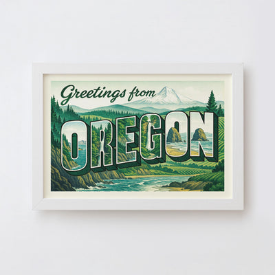 Oregon Postcard Art Print