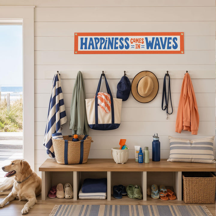 Happiness Comes in Waves Felt Banner