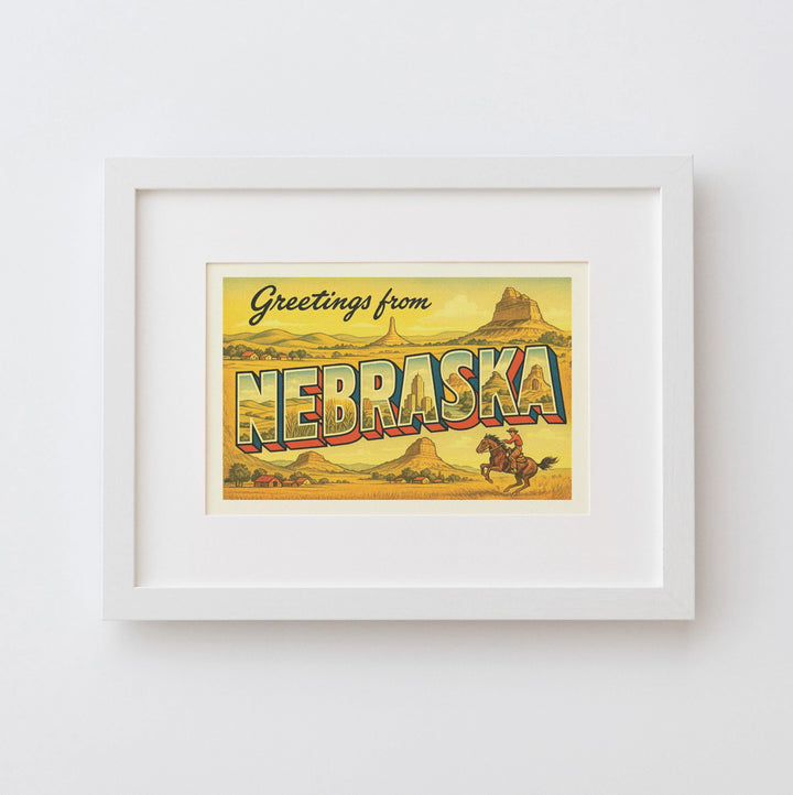 Nebraska Postcard Art Print