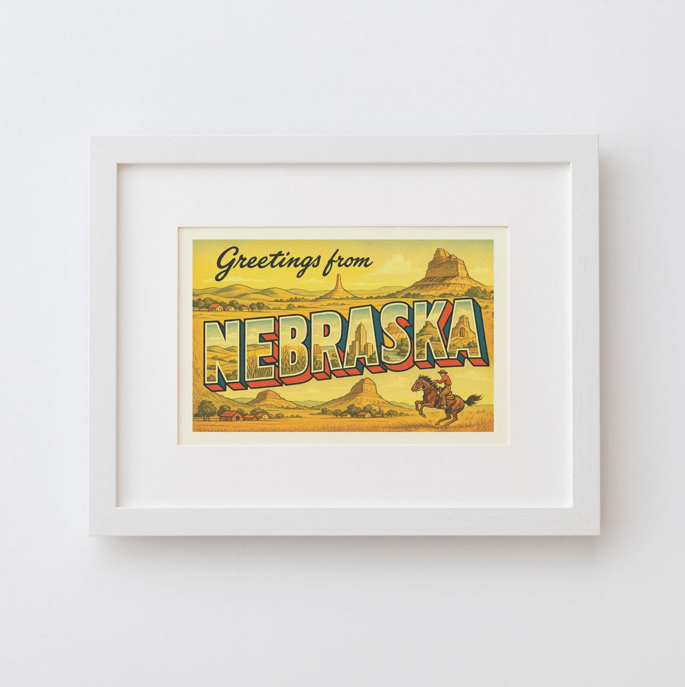 Nebraska Postcard Art Print