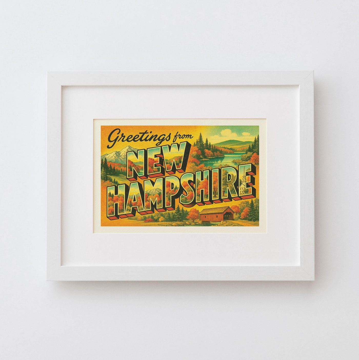 New Hampshire Postcard Art Print