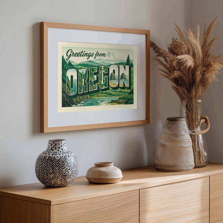 Oregon Postcard Art Print