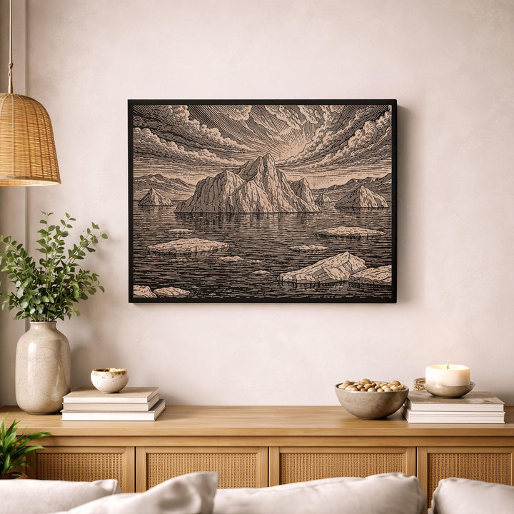 Arctic Iceberg Seascape Engraved Birch Art Panel