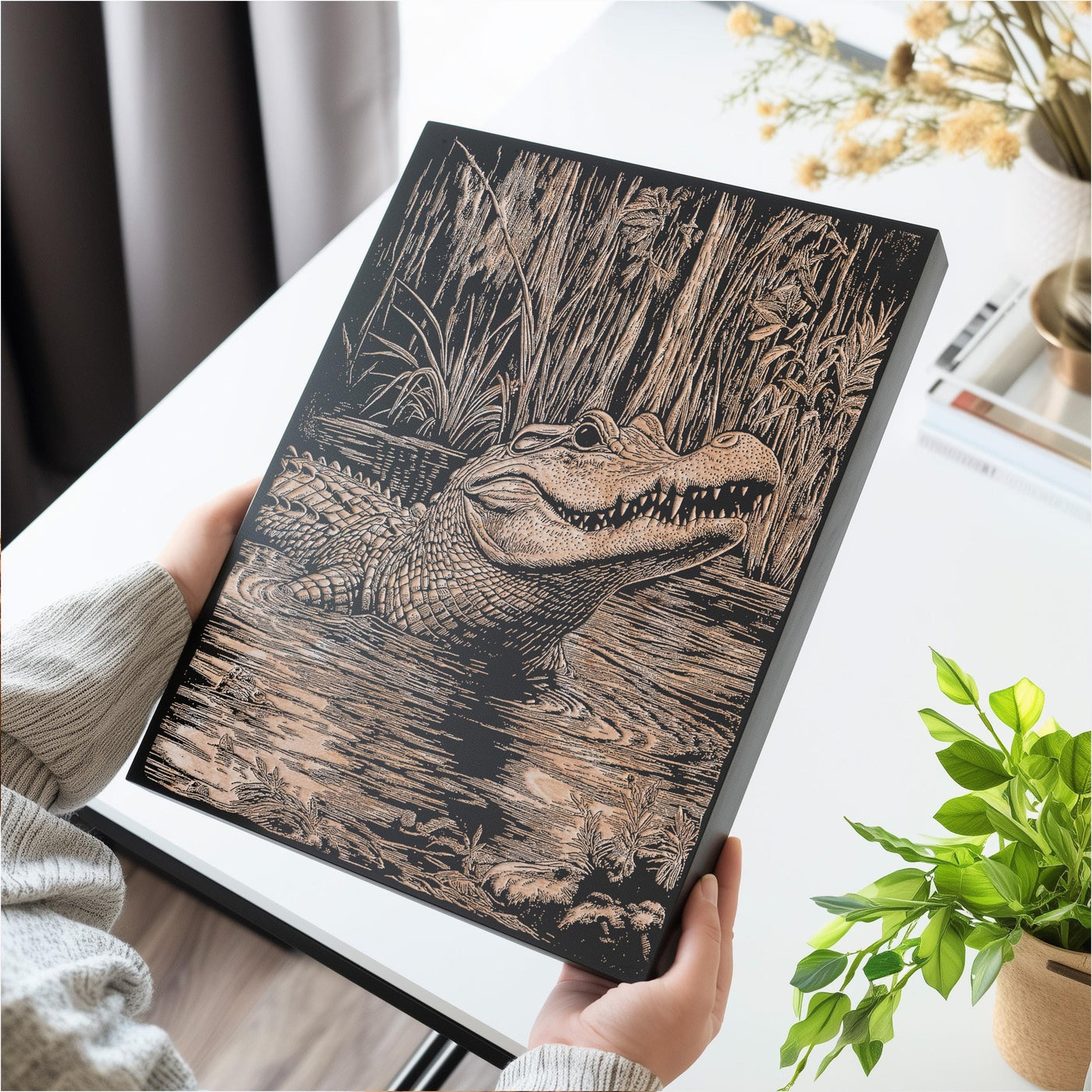 Alligator in Swamp Art