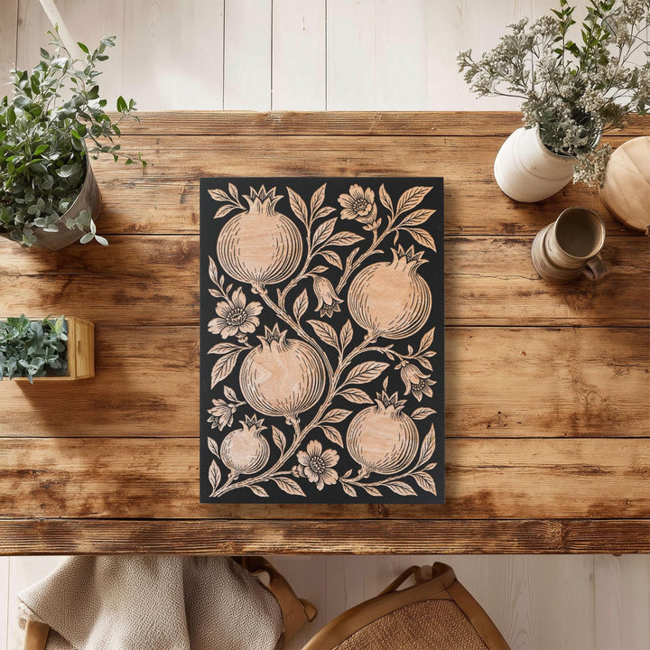 Pomegranate Engraved Birch Art Panel