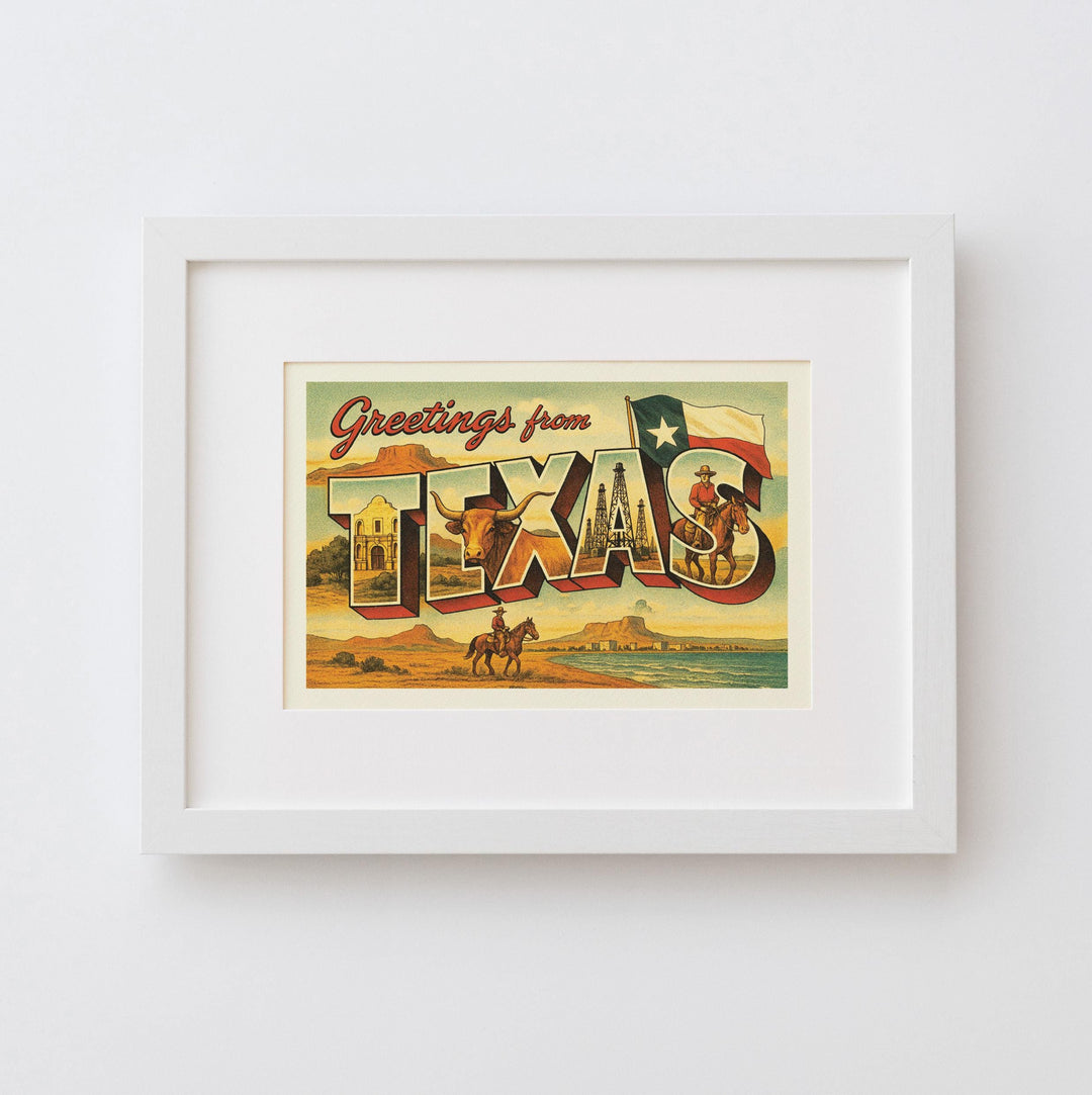 Texas Postcard Art Print
