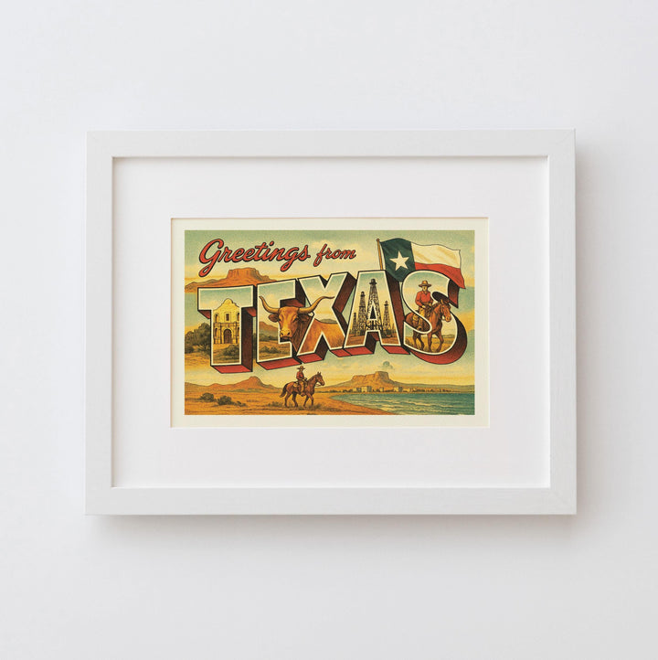 Texas Postcard Art Print