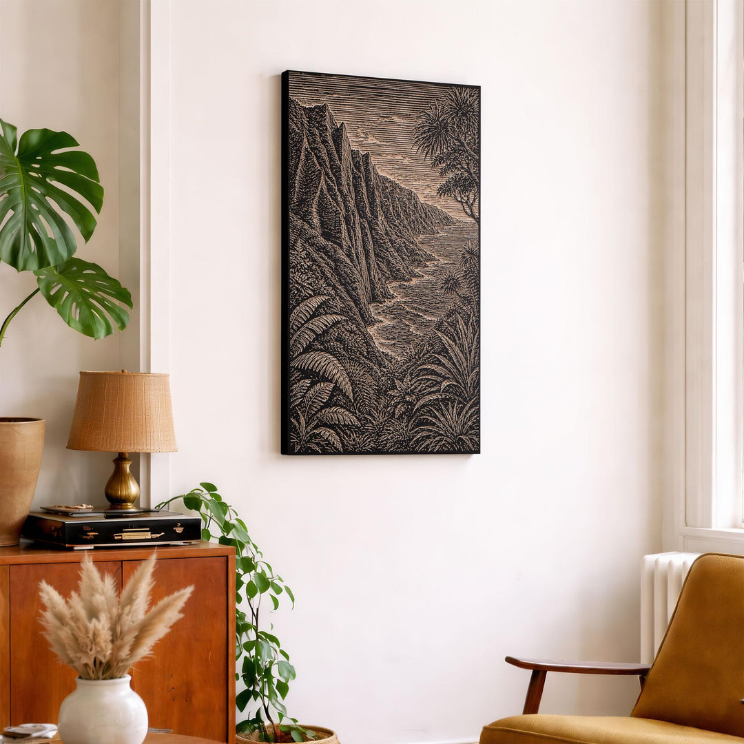 Nā Pali Coast Engraved Birch Art Panel