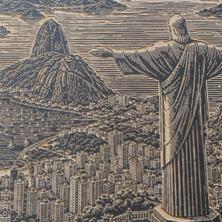 Rio de Janeiro Christ the Redeemer Engraved Birch Art Panel