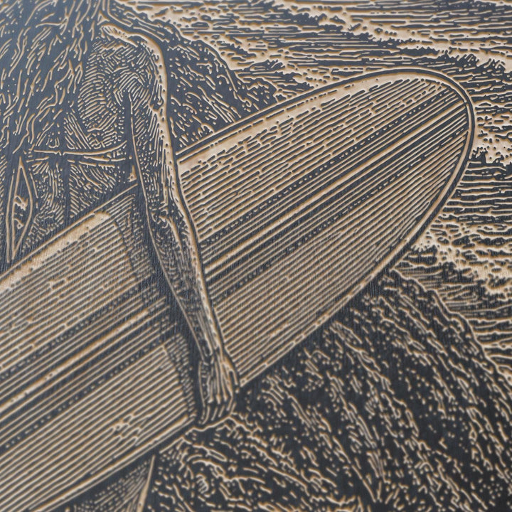 Longboarder on the Bluff Engraved Illustration
