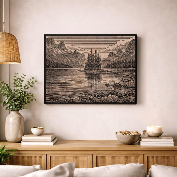 Jasper Spirit Island Engraved Birch Art Panel