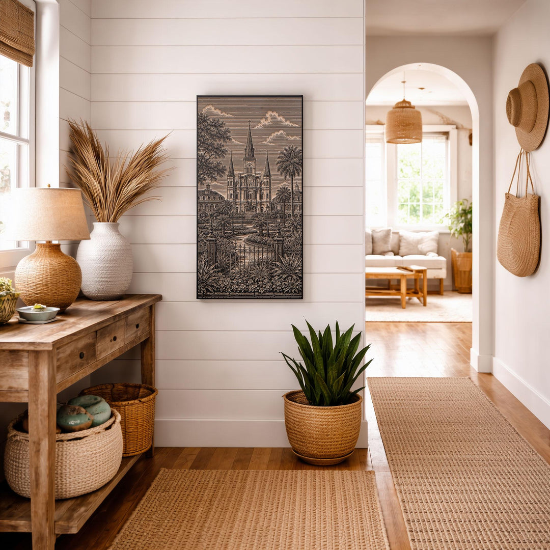 New Orleans Jackson Square Engraved Birch Art Panel