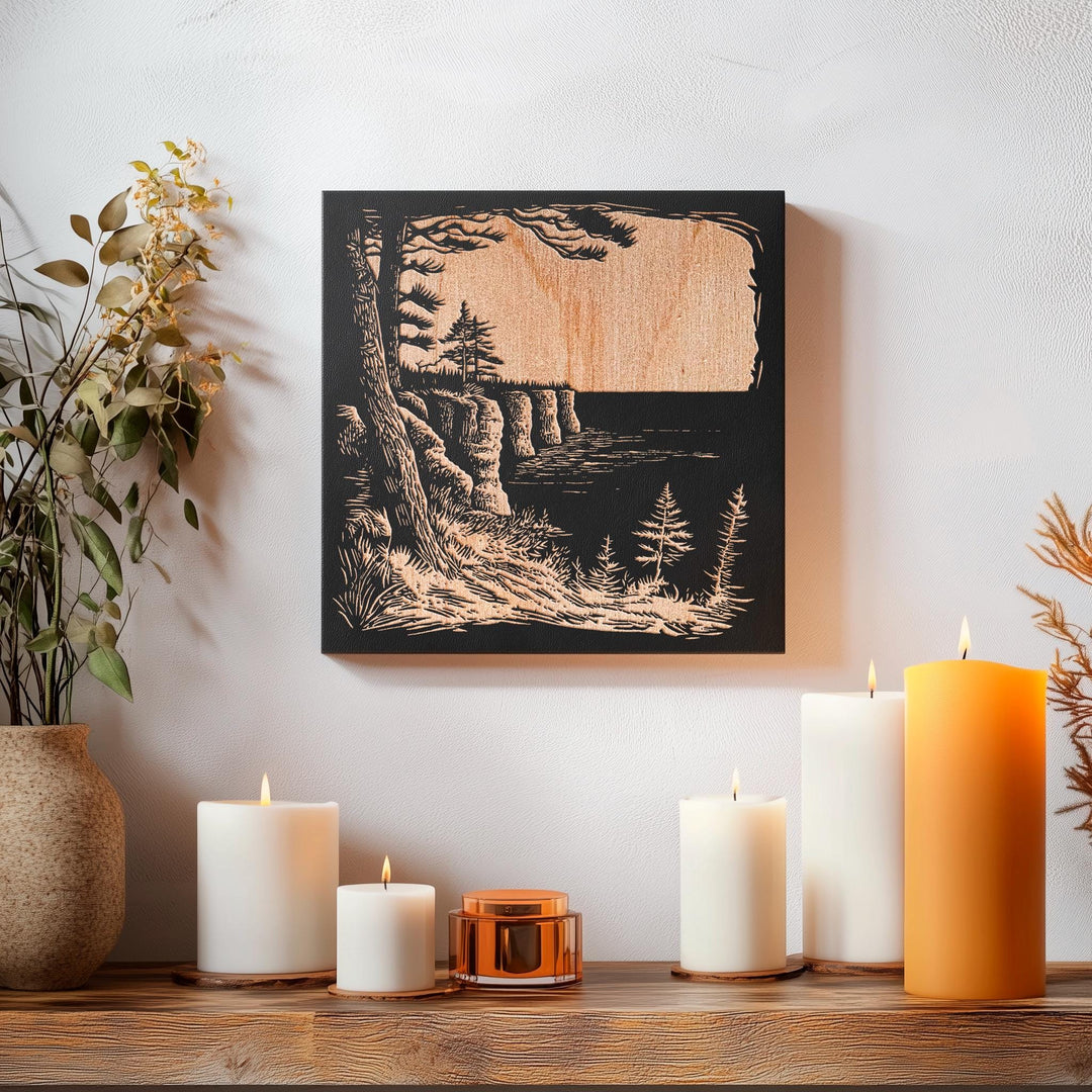 Michigan Pictured Rocks Engraved Illustration