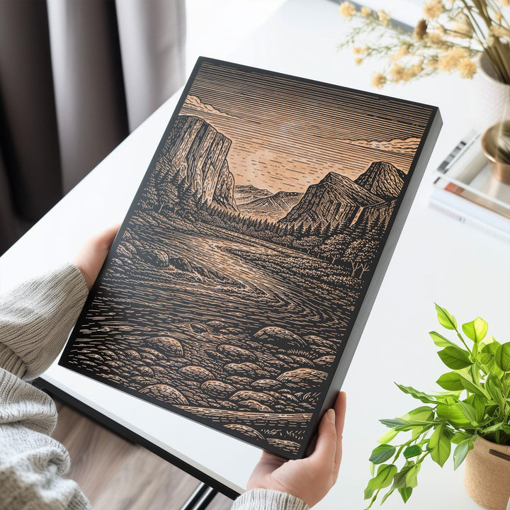 Yosemite River Engraved Birch Art Panel