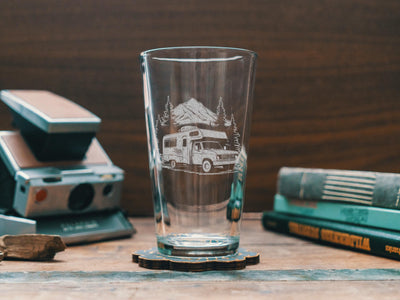 RV Camper Glasses | Vintage Travel Trailer Personalized Whiskey, Wine & Beer Glassware, Camping Enthusiast Drinkware, Gift for Travel Lovers