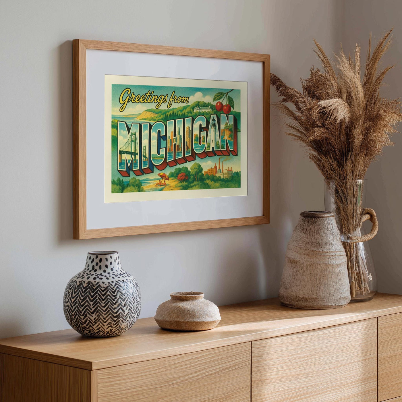 Michigan Postcard Art Print