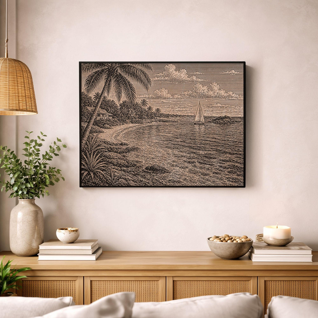 Cayman Islands Cove Engraved Birch Art Panel