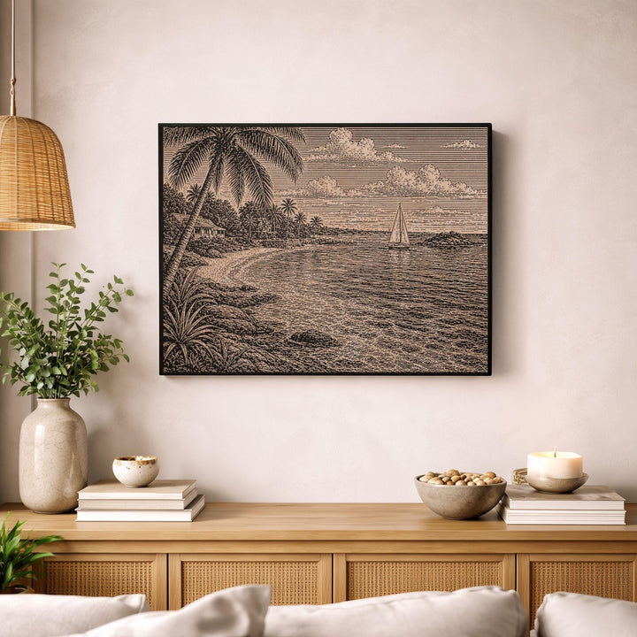 Cayman Islands Cove Engraved Birch Art Panel