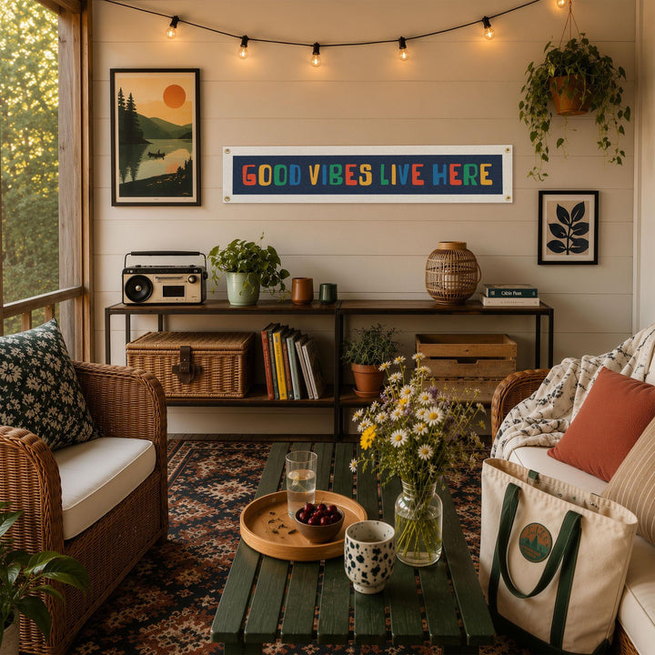 Good Vibes Live Here Felt Banner