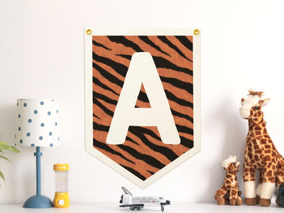 Custom Animal Print Letter Felt Camp Flag