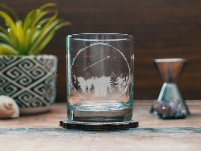Shooting Star Glasses | Celestial Personalized Whiskey, Wine & Beer Glassware, Astronomy Lover Drinkware, Significant Other Night Sky Gift